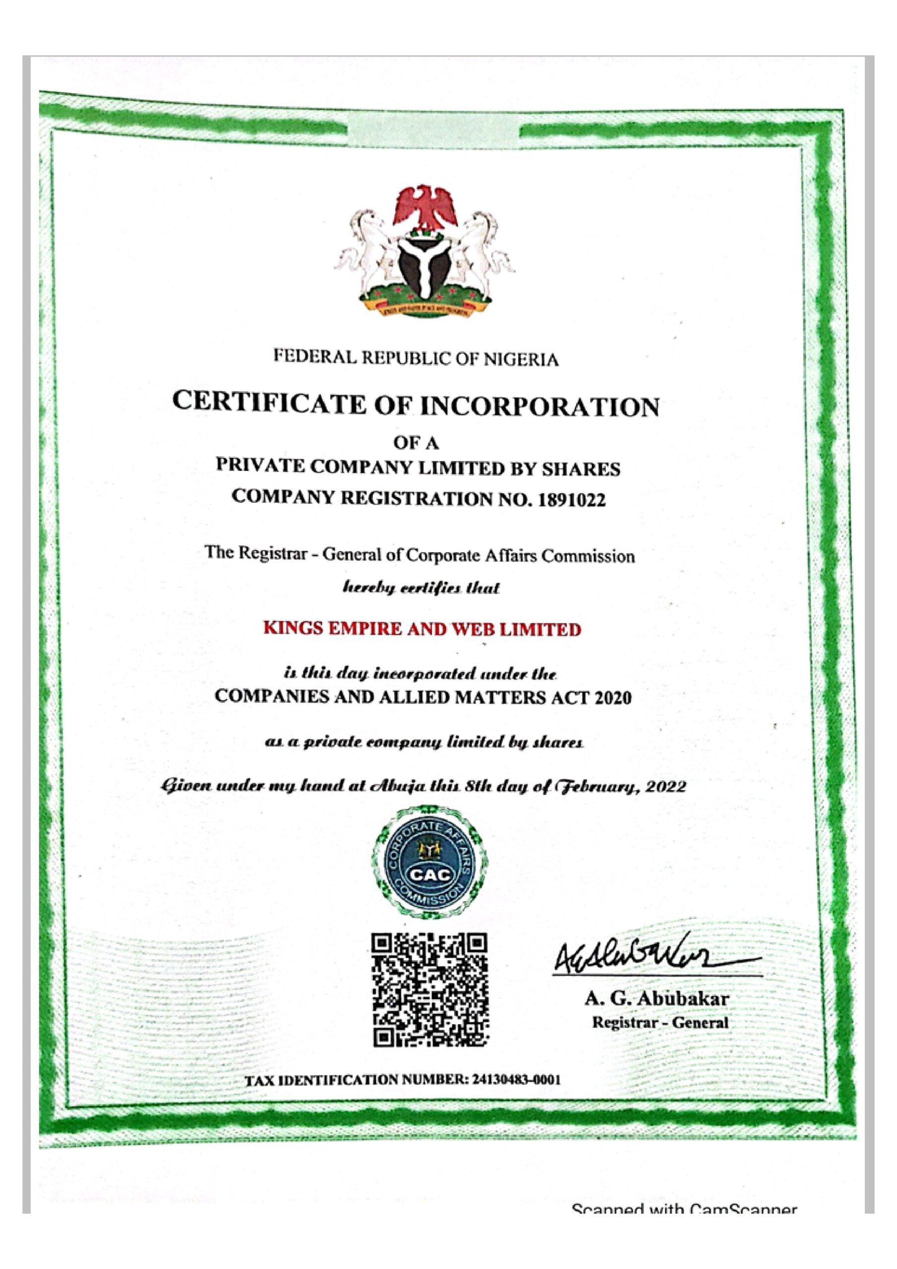 Our Certificate of Incorporation